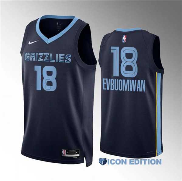 Mens Memphis Grizzlies #18 Tosan Evbuomwan Navy Icon Edition Stitched Jersey Dzhi->->NBA Jersey